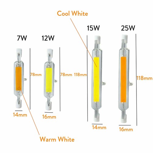 LED R7s J78 J118 7W 12W 15W 25W Dimmable COB Floodlight Bulbs Glass Ceramic Lamp - Picture 2 of 12