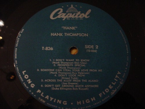 HANK THOMPSON hank, nm mono lp on CASPITOL, 1957 TURQUOISE LABEL - Picture 2 of 2