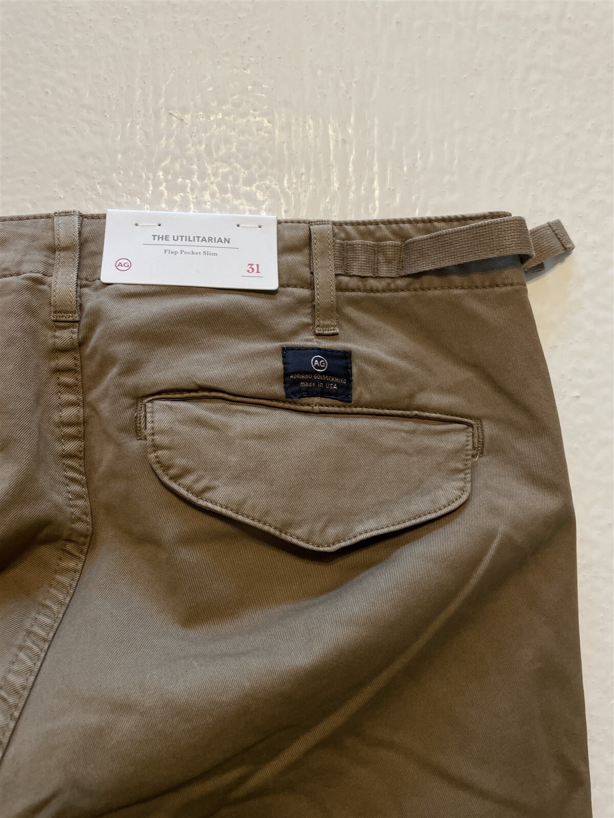 NWT Adriano Goldschmied 31 x 34 USA MADE Utilitarian Slim Flap Pocket Cinch Pant