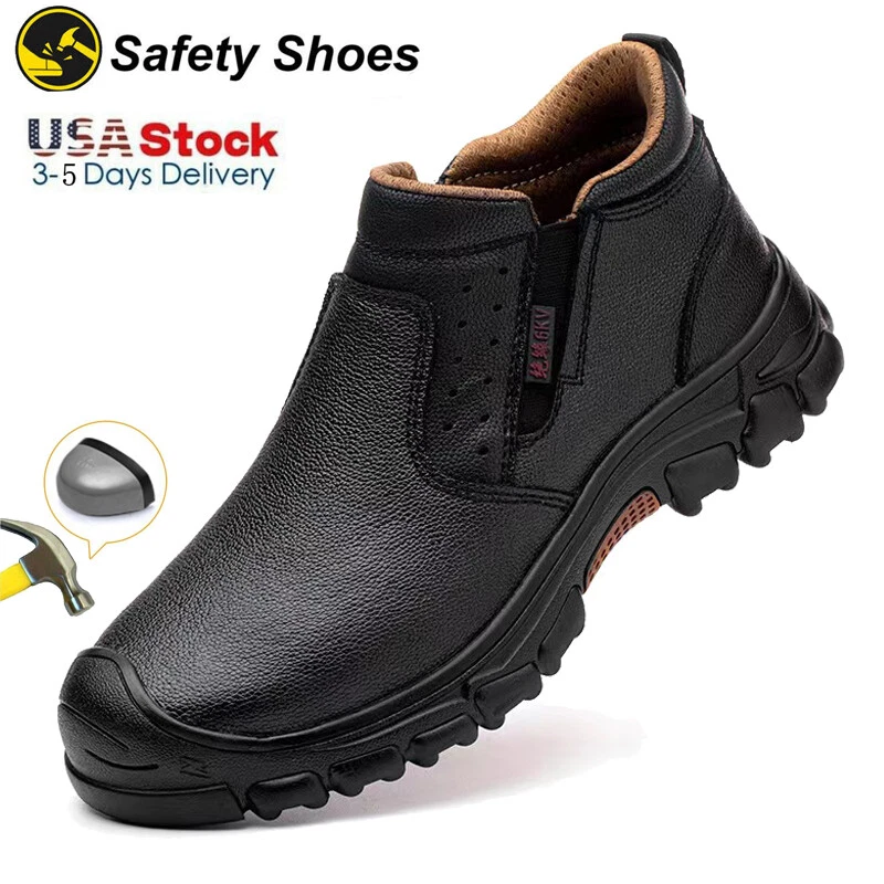 Mens Ankle Safety Leather Work Boots Waterproof Black Steel Toe Cap Shoes size