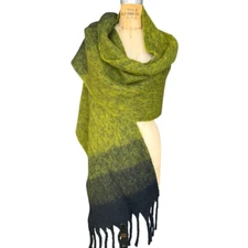 AllSaints Ombre Blanket Fringe Scarf Khaki Green OS