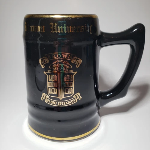 Brown University Vintage Mug Ceramic Gold Lettering Bunting Pottery Great Cond.
