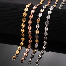 Men's Stainless Steel Coffee Beads Chain Necklace 7/9/11mm Width 4Colors