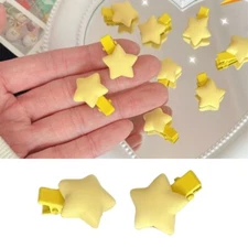2pcs/set Mini Star Shape Hair Barrettes Teens Duckbill Hairpin Yellow Hair Clip