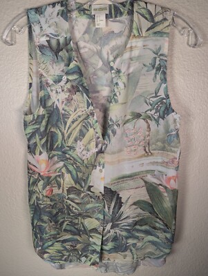 H&M Conscious Collection Blouse SIZE 4 Recycled Poly Semi-sheer Button Front...