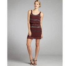 Romeo & Juliet Couture Burgundy Beaded Chiffon Tank Dress Size Medium NWT $250