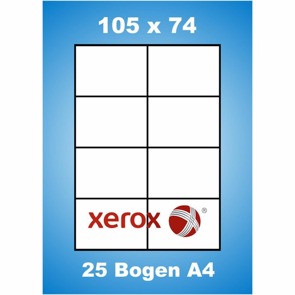 25 Blatt Xerox Etiketten 105X74Mm Din A4 Bogen Adressaufkleber 105X74 70G 510663-image