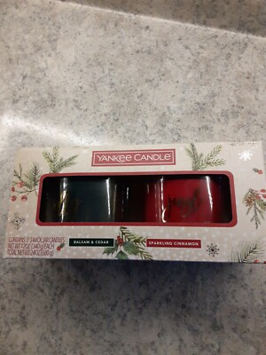 Yankee Candle Christmas  3 Wick 2-Pack Gift Set: Balsam & Cedar & Sparkling Cinn