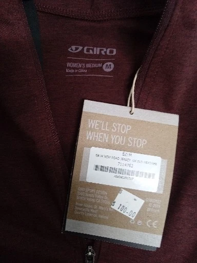 Nueva camiseta de ciclismo de carretera Giro para mujer mediana roja vino SS #V4 Foto 3 de 3