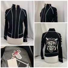 One Life 2 Live Jacket M Black Full Zip Cotton Poly Stretch Nwt Ygi N1-182cg