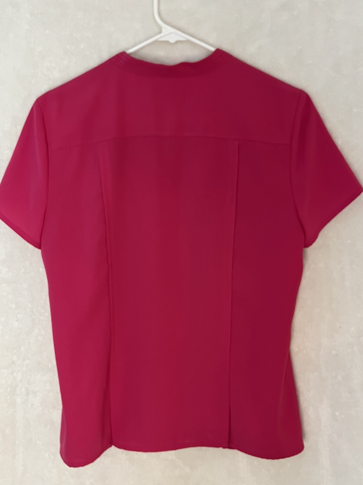 Dana Buchman Womens Button Down Shirt Pink Short Sleeve Collar Pleated