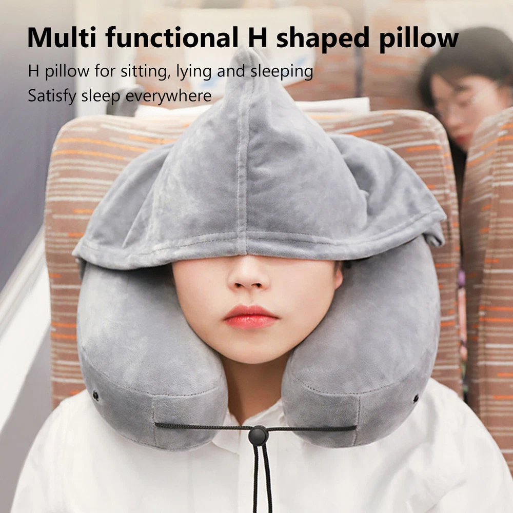 H-Shaped Inflatable Travel Pillow Detachable Washable Quick-Fill for Comfort