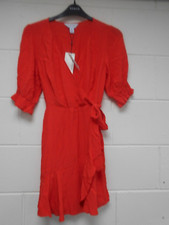 STYLECHEAT RED WRAP DRESS WITH FRILL DETAIL - SIZE 8 - NEW WITH TAGS