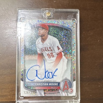 Topps 2024 Bowman Chrome Christian Moore Angels Speckle Auto /299 CPA-CMO