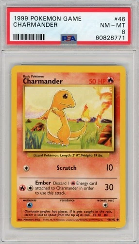 1999 Pokemon Charmander Base Set #46 PSA 8 Partial Set Break