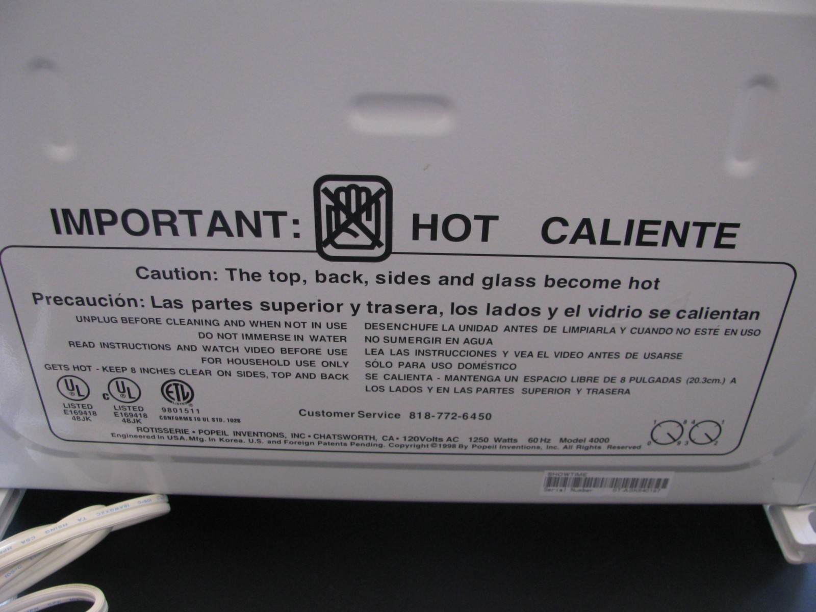 New Ronco Super Showtime Pro - Professional Rotisserie & BBQ Oven - Model 4000