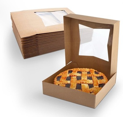 MT Products Brown Pie Boxes - 10'' x 10'' x 2.5'' Bakery Boxes - Pack of 200