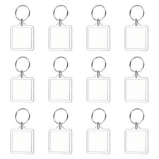 12Pcs Square Clear Acrylic Photo Frame Keyring for Women and Men