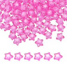 250pcs Acrylic Star Beads, 11mm Star-Shaped Pony Loose Spacer Beads, Rose Red