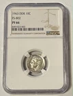 1963 Roosevelt Dime Proof Double Die Reverse PF66 FS-802 90% Silver