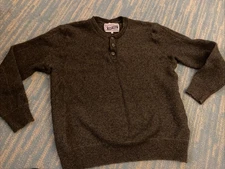 Schott Bros. Sweater Men's XL Gray Long Sleeve Waffle Henley Wool/Nylon Blend