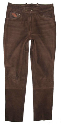 / CLASSIC GEAR / Dark Brown Biker LEATHER JEANS / Nubuck Leather Trousers Approx W31 / L34