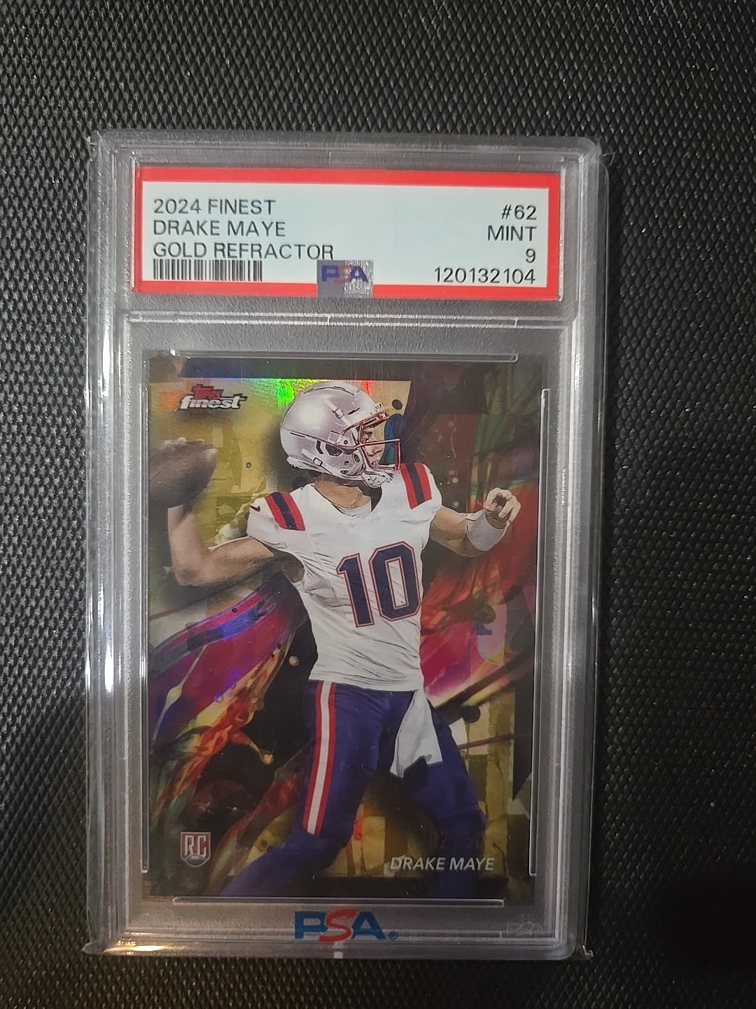 2024 Topps Finest - Common Drake Maye #62 Gold Refractor /50 (RC)