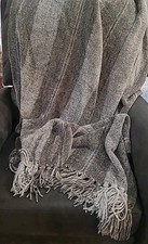 SUPER SOFT Heavy Chenille Fringe Knitted Throw 50" X 70" Multi Color Gray NWOT