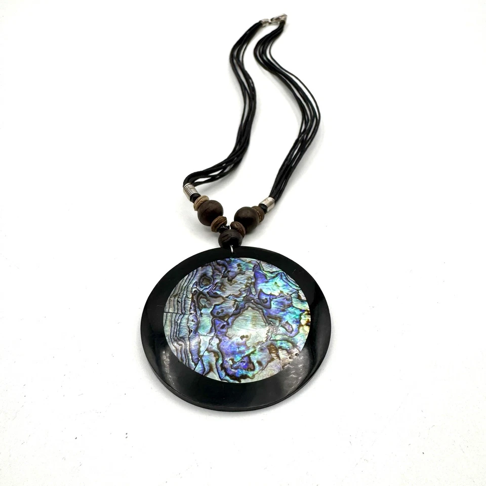 M&L Moda Sin Cuello Abulón Madreperla Concha Colgante Amuleto Diseñador Foto 3 de 4