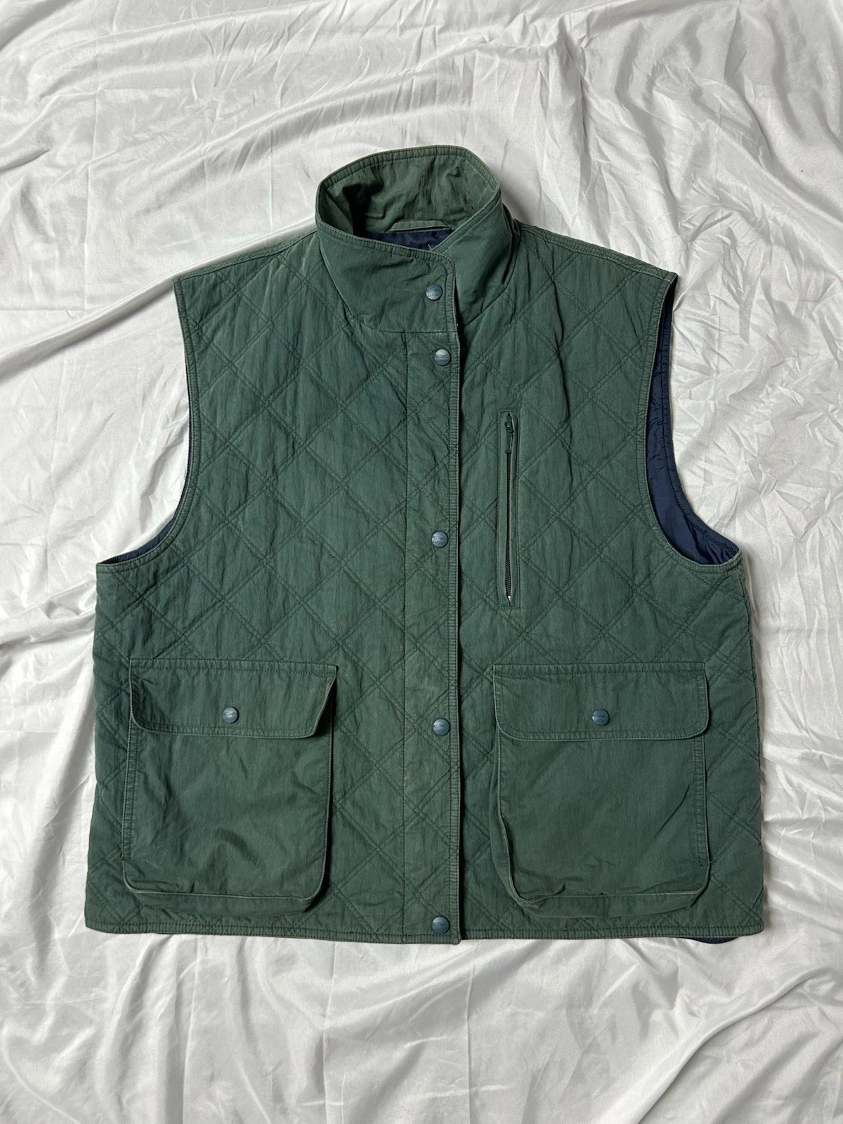 Vintage LL Bean Thinsulate Quilted Canvas Field Vest Green Utility Men L