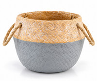 ÜBertopf Beton Basket Henkel Grau Vase Deko Blumentopf PflanzküBel Garten Neu