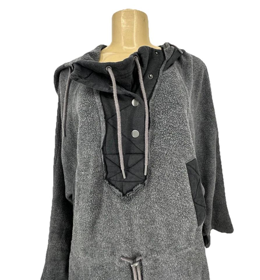 Free People Pequeño Sadie Excedente Tejido Gris Felpa Pullover Sudadera con Capucha Corbata Chaqueta CLT Foto 2 de 4