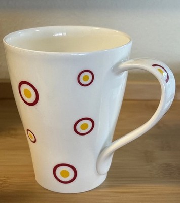 DUNOON ZICASSO Coffee Mug Tea Cup Fine Bone China Circles Yellow ENGLAND EUC