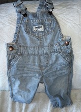 OshKosh B'gosh Baby Blue Pinstripe Vintage Denim Overalls Size 6M