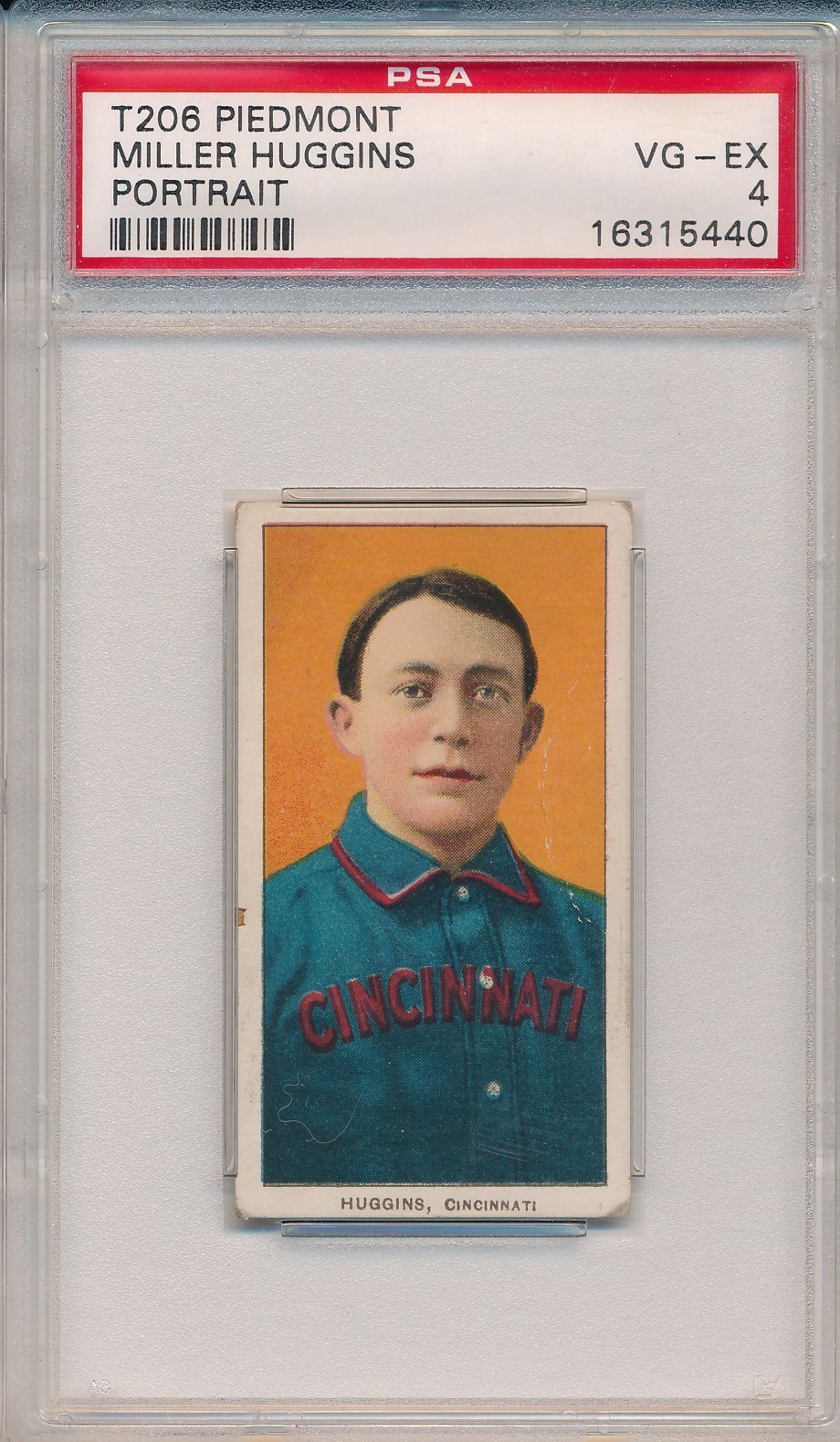 1910 T206 PIEDMONT 350 - MILLER HUGGINS PORTRAIT - PSA 4 VG-EX (SVSC) CENTERED!
