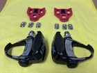 Vintage LOOK Carbon Pedals Model PP76 In Black And Set Of Red Look Delta Cleats — photo 4