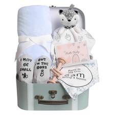 Baby Boy Gift Basket: Blanket, Lovey, Bibs, Socks  Card. Perfect Baby Shower Gi