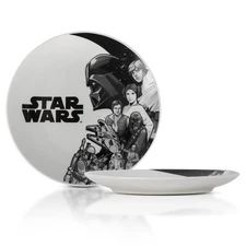 Star Wars Black-and-White Collage 8-Inch Ceramic Coupe Dinner Plate