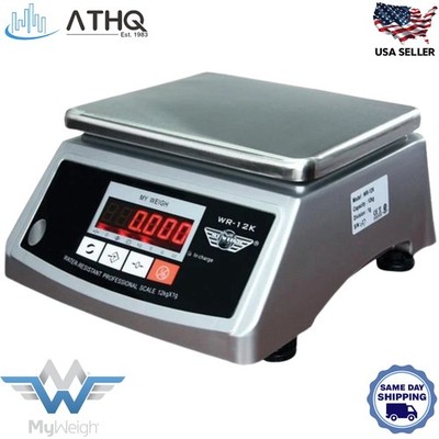 My Weigh WR-12K Digital Washdown Bench Scale 26lb 12kg Waterproof Stainless NEW