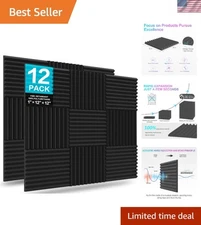 Durable Acoustic Foam Panels - 12 Pack for Studios, Offices, and Home Theaters