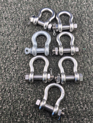 (QTY 7) WLL3/4T Anchor Shackle 3/8'' Stainless Steel 316NM