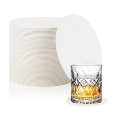 200 Pcs Thickened  Coasters,4 Inch Disposable Round White Cardboard4615