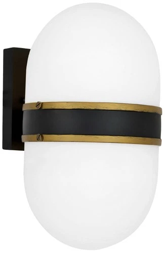 Capsule 10" High Matte Black and Gold Outdoor Wall Light - Picture 2 of 9