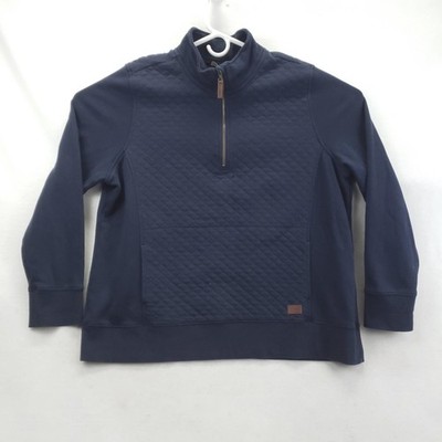 L.L.Bean Sweatshirt Mens 2XL Blue Quilted 1/4 Zip Mock Neck Fleece *flaw