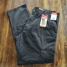 NWT Wrangler Five Star Premium Black Cargo Pants Regular Taper Size 38x30