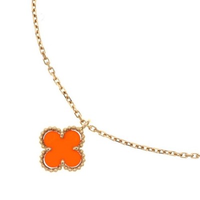 Van Cleef & Arpels Sweet Alhambra Carnelian Au750 K18PG Necklace Pink Gold Used