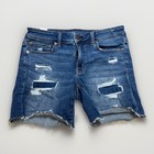 AE American Eagle Midi Distressed women's jean Shorts size 6 Blue Medium Wash — photo 1