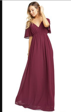 Show Me Your Mumu Emily Empire Maxi Dress Small Chiffon Merlot V Neck