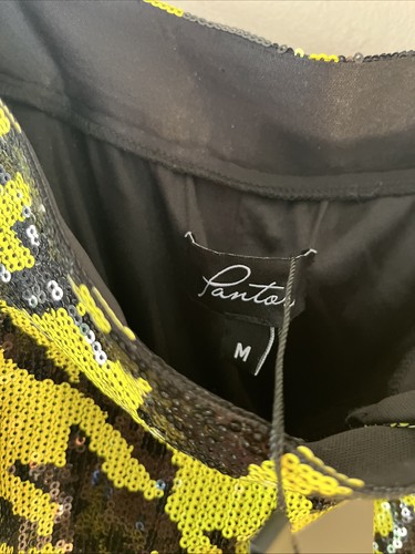 Pantora M Yellow Black Sequin Event Pants New - Picture 7 of 10