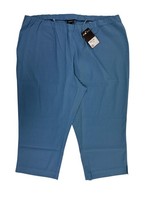 Ulla Popken Damen Bengalinhose, Wadenlang, Elastikbund, Stretch Denimblau Gr. 52